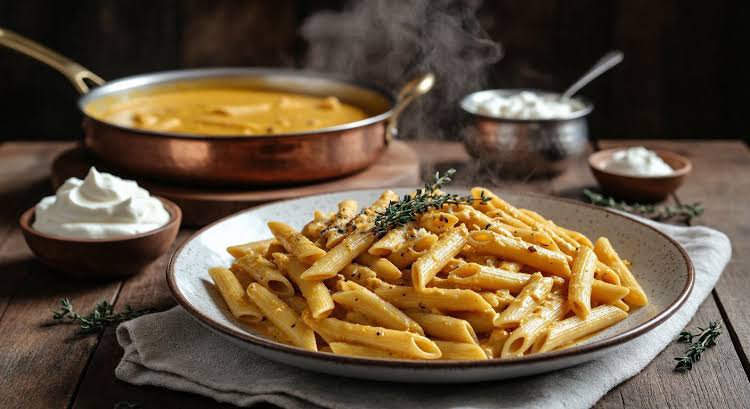 Köri soslu penne